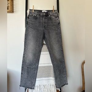 Cut-off Straight Leg Jeans